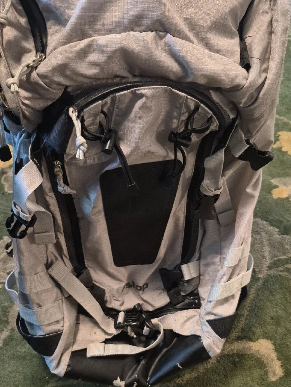 Light Gray and Black Men's Hiking Backpack with Padded Back Panel